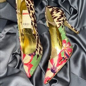 Nine West Multicolor Floral and Animal Print Heels